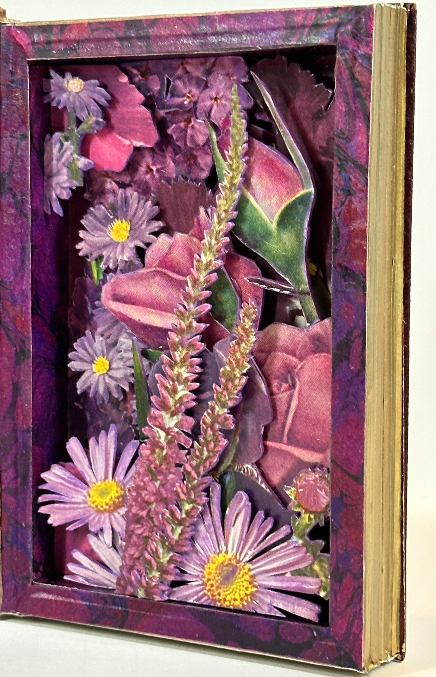 ALTERED BOOK PURPLE FLOWERS