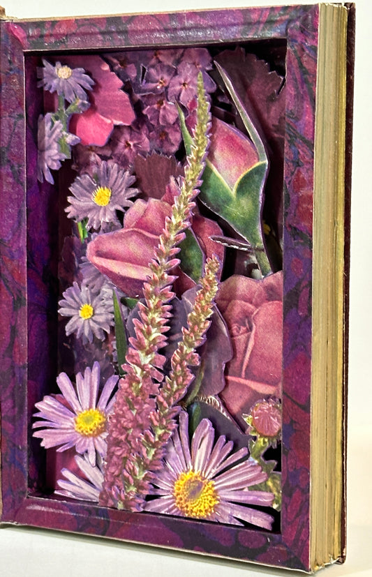ALTERED BOOK PURPLE FLOWERS
